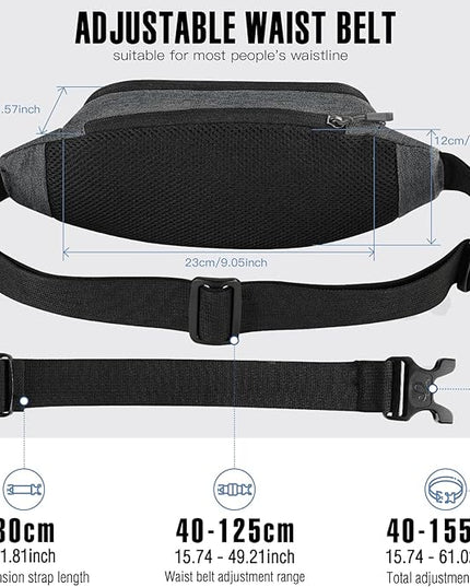 WATERFLY Fanny Pack Waist Bag: Small Hip Pouch Bum Bag Fannie Pack Phanny Fannypack Waistpack Bumbag Beltbag Sport Slim Fashionable for Jogging Hiking Hiker Woman Man