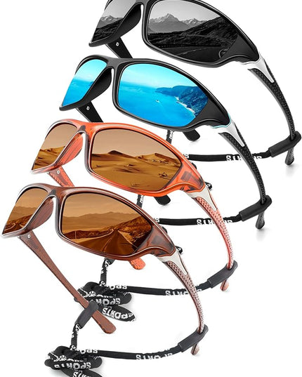 KALIYADI 4 Pack Polarized Sunglasses-Men Sports Sun-glasses: Mens Sunglasses UV Protection for Fishing Driving Cycling