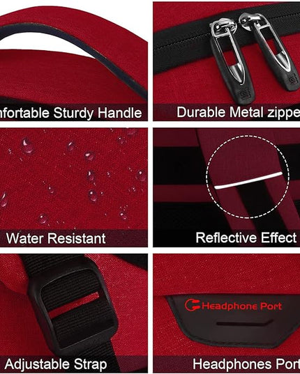 Laptop Backpack,Business Travel Anti Theft Slim Durable Laptops Backpack with USB Charging Port,Water Resistant College Computer Bag for Women & Men Fits 15.6 Inch Laptop and Notebook-Red
