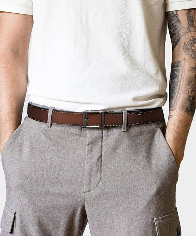 CHAOREN Leather Ratchet Belt Men - Mens Belts Casual Accessories for Every Occasion (35mm)