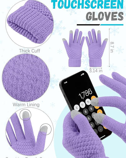 Winter Beanie Hat Scarf Gloves, Warm Fleece Knit Hats Touch Screen Gloves Neck Scarf Set Winter Gifts for Unisex Adult