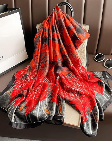 Fashion Scarves Scarf 100% Silk Feeling Scarf Silk Like Scarves Long Lightweight Sunscreen Shawls for Women