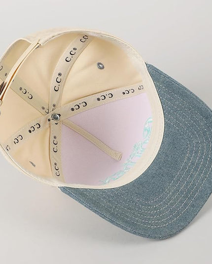 MIRMARU Two-Tone Vintage Canvas Trucker Hats for Men & Women, Adjustable Size Baseball Caps with Trendy Embroidered Design