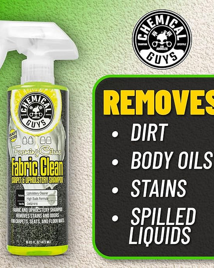 Chemical Guys Foaming Citrus Fabric Clean Carpet & Upholstery Cleaner, Ready to Use, Sprayable (for Carpets, Seats & Floor Mats), Safe for Cars, Home, Office, & More, 32 fl oz, Citrus Scent