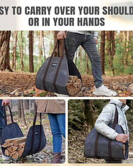 INNO STAGE Canvas Wood Carriers Log Tote Bag,40"X19" Firewood Holder,Fireplace Wood Stove Accessories