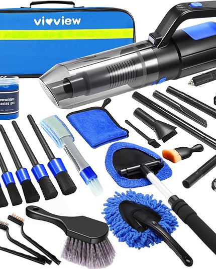 25PCS Car Cleaning Kit, Car Detailing Kit Interior with High Power Handheld Vacuum Cleaner, Windshield Cleaner, Cleaning Gel, Professional Auto Accessories for Men, Women