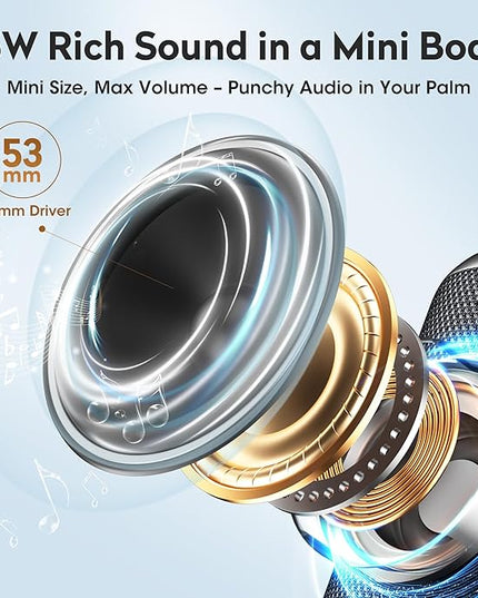 Portable Bluetooth Speaker - IPX7 Waterproof Dustproof, 15W Loud Bass Stereo, 2600mAh Playtime, BT5.3 & TWS Light,Home/Party/Outdoor/Bea