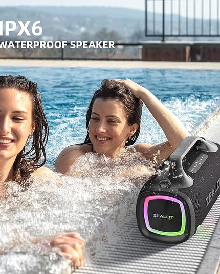 ZEALOT Bluetooth Speaker, 110W Peak(100W) Booming Sound Speakers Wireless, Dual Pairing, XBass, Bluetooth 5.3, 24000mAh Power Bank, Portable Outdoor Waterproof Speaker for Camping, Beach and Party