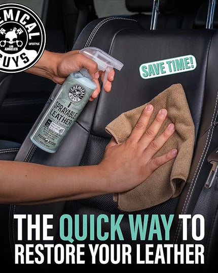 Chemical Guys SPI_103 Sprayable Leather Cleaner and Conditioner in One for Interiors, Apparel, and More (Works on Natural, Synthetic, Pleather, Faux Leather and More) Leather Scent, 128 fl oz (1 Gal)