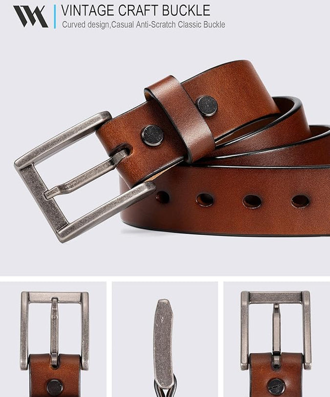 WOLFANT Thicken Full Grain Heavy Duty Belts for Men,100% Italian Real Solid Leather