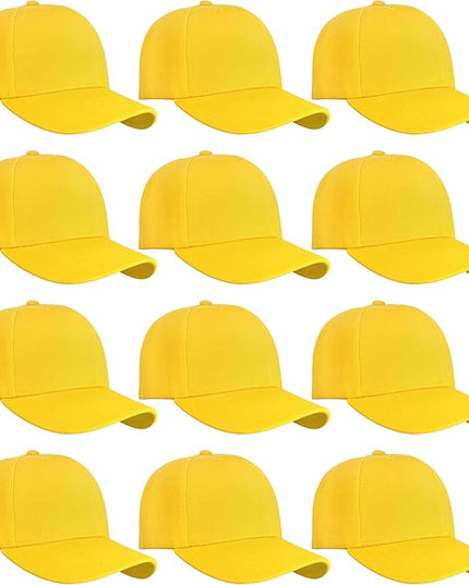 Falari Wholesale Bulk Lot 12-Pack Baseball Cap Adjustable Size Plain Blank Solid Color
