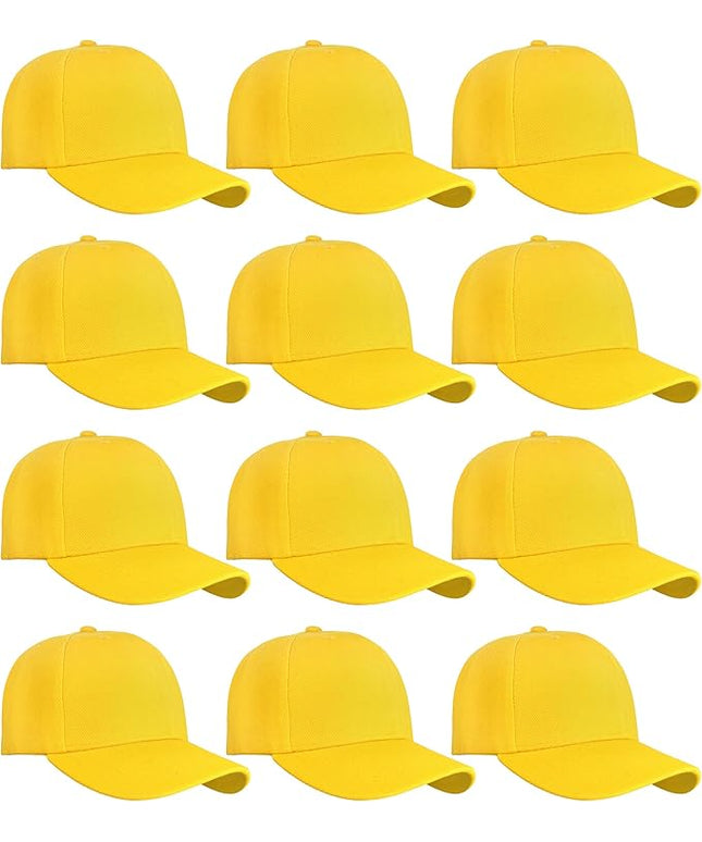 Falari Wholesale Bulk Lot 12-Pack Baseball Cap Adjustable Size Plain Blank Solid Color