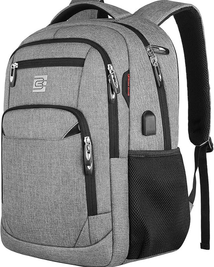 Laptop Backpack,Business Travel Anti Theft Slim Durable Laptops Backpack with USB Charging Port,Water Resistant College Computer Bag for Women & Men Fits 15.6 Inch Laptop and Notebook - Grey