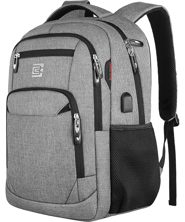 Laptop Backpack,Business Travel Anti Theft Slim Durable Laptops Backpack with USB Charging Port,Water Resistant College Computer Bag for Women & Men Fits 15.6 Inch Laptop and Notebook - Grey