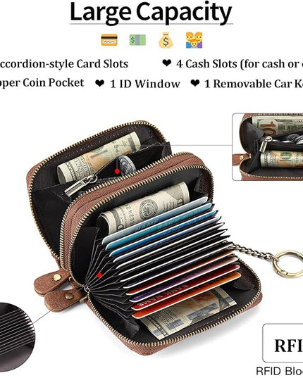 GOIACII Small Genuine Leather Wallet for Women, RFID Blocking Credit Card Holder Wallet