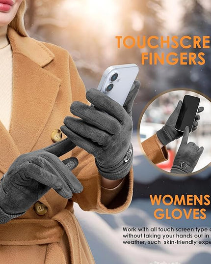 Cold Weather Womens Gloves, Winter Gloves for Women Thermal Warm Fleece Lined, Touchscreen Gloves for Christmas Gifts