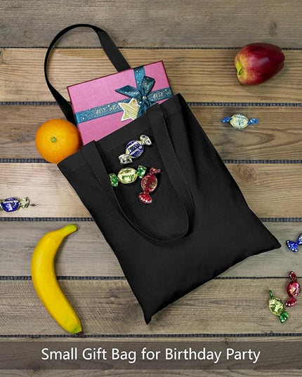 TOPDesign 30-Pack Economical 11.8"x13" Black Cotton Tote Bag, 5oz Lightweight Fabric, Small Reusable Grocery Shopping Cloth Bags, DIY Your Creative Designs