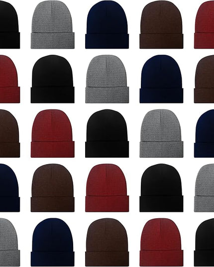 LYDTICK 25 Pack Winter Beanie Hats Bulk for Men Women, Wholesale Knit Beanies Cold Weather Skull Caps