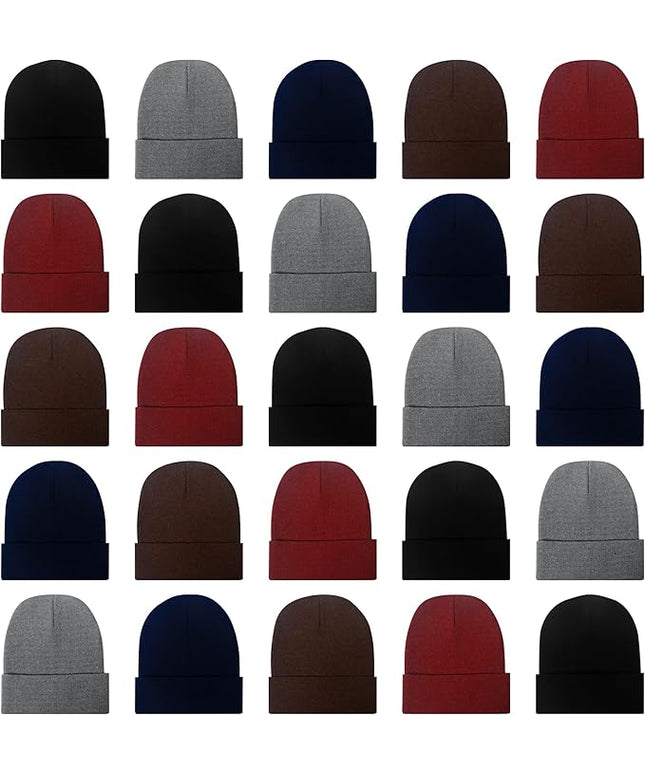 LYDTICK 25 Pack Winter Beanie Hats Bulk for Men Women, Wholesale Knit Beanies Cold Weather Skull Caps