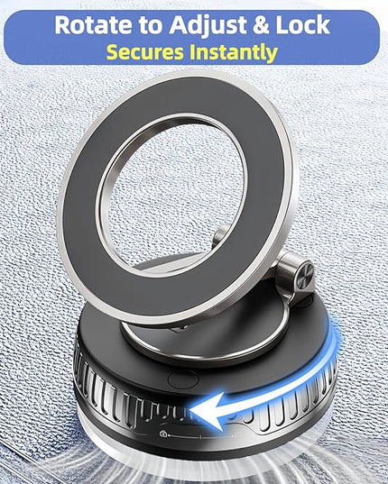 2026 Upgraded Magnetic Car Phone Mount for MagSafe: 360° Rotatable Adjustable Holder with 180+LBS Strong Suction Cup & 3800gf Magnet, Compatible with iPhone 17/16/15 Series & Android Devices