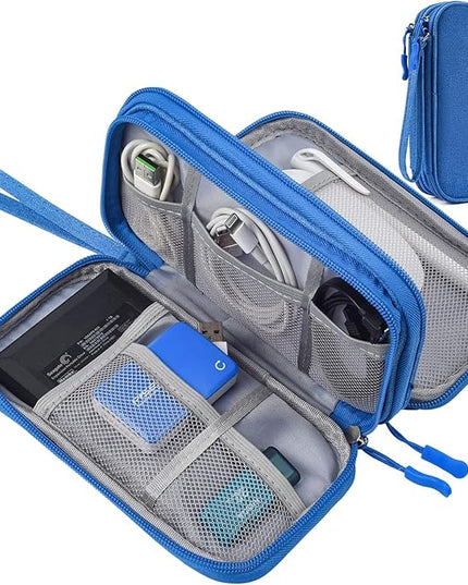 Electronics Accessories Organizer Pouch, Electronic Organizer Travel Case Cable Organizer for Cable, Charger, SD Card, Business Travel Gadget Bag (Blue)