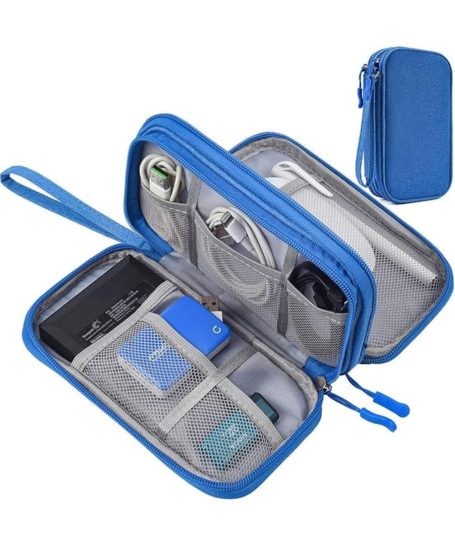 Electronics Accessories Organizer Pouch, Electronic Organizer Travel Case Cable Organizer for Cable, Charger, SD Card, Business Travel Gadget Bag (Blue)