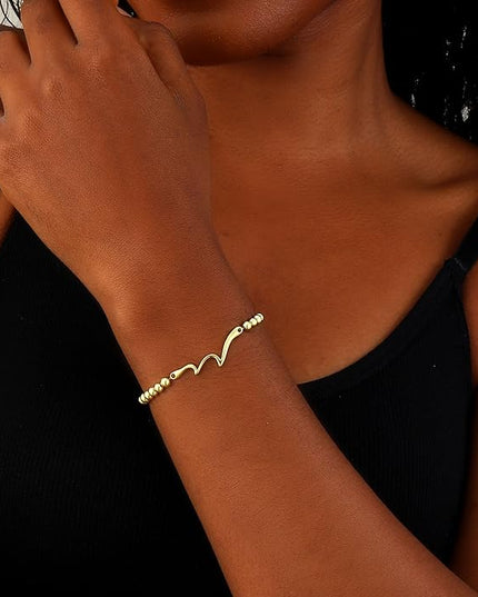 Gold Bracelets for Women 14K Gold Beaded Bracelets Stackable Bracelets for Women Gold Charm Bracelet Non Tarnish Gold Jewelry for Women Trendy