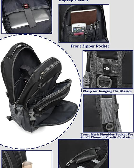 ProEtrade Backpack Bookbag for College Laptop Travel, Fit Laptop Up to 15.6 inch with USB Charging Port Multi Compartment Anti theft, Gift for Women Men (Black)