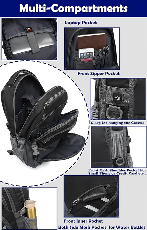 ProEtrade Backpack Bookbag for College Laptop Travel, Fit Laptop Up to 15.6 inch with USB Charging Port Multi Compartment Anti theft, Gift for Women Men (Black)