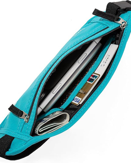 Money Belt - Slim Passport Holder RFID Blocking Travel Wallet Undercover Fanny Packs for Men Women - Blue