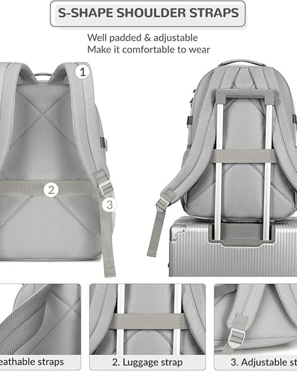 Lohol Water Resistant Daypack with Mulitiple Pockets for School Travel Outdoor College, 15.6 inch Laptop Backpack for Men and Women (Grey)