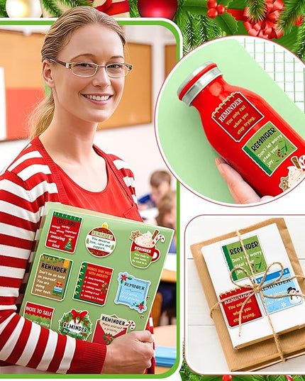 300 Pcs Mental Health Stickers Holiday Positive Affirmation Decor Inspirational Motivational Encouraging Care Quote Decals for Laptop Water Bottle Students Teens Adults(Christmas)