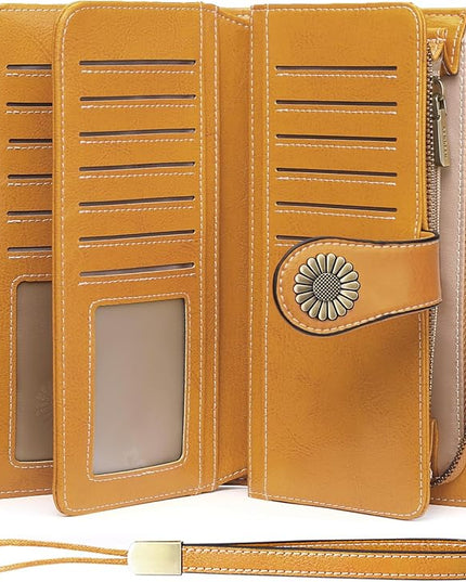 SENDEFN Wallets for Women Leather Credit Card Holder with RFID Blocking Large Capacity Wristlet | with RFID Blocking, Large Capacity, Wristlet, with RFID Blocking, Large Capacity, Wristlet