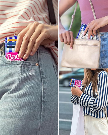 Slim Wallet Credit Card Holder, Blue Checkered X, RFID Wallet Women Cute Small Front Pocket Wallet With Zipper, PU Leather Thin travel RFID Blocking Card Case ID Window,Ladies Gifts