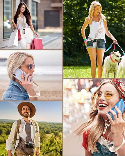 XANGNIER Clip and Go Strap for Phone with Wallet Crossbody, Phone Strap with Zippered Wallet, Adjustable Anti Theft Cellphone Lanyard for Women, Cellphone Chain Accessories,Multicolor 12