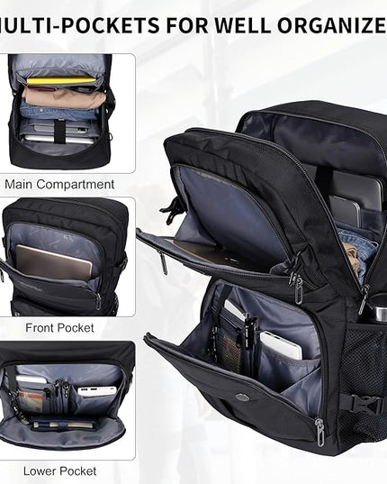 WITZMAN Carry on Travel Backpack for Men Women Laptop Backpack with USB Charging Port Airline Approved(B683 Classic Black)