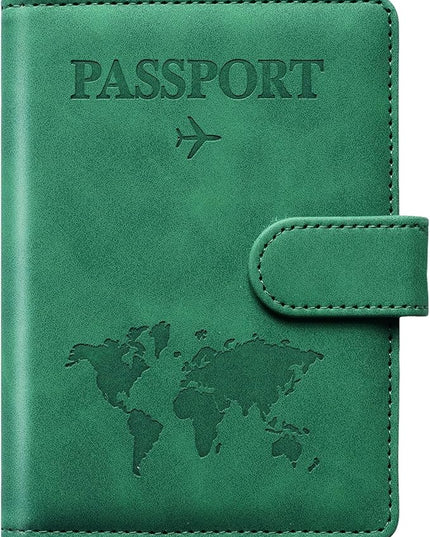 Passport Holder for Travel Passport Holder with Card Slots Holder Passport Case Passport cover for Women and Men Passport Wallet Travel Essentials and Accessories (Buckle, Green)