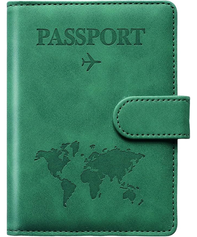 Passport Holder for Travel Passport Holder with Card Slots Holder Passport Case Passport cover for Women and Men Passport Wallet Travel Essentials and Accessories (Buckle, Green)