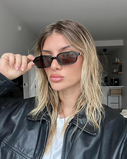 Retro Rectangle Sunglasses for Women Men Trendy Vintage Small Square Sun Glasses 90s Fashion Cute Sunnies CL010