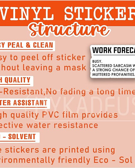 (3Pcs) Work Forecast Busy Scattered Sarcasm Stickers Funny Office Humor Sarcastic Work Mood Quote Vinyl Decals for Laptop, Water Bottle, Desk, Planner, 3" x 1.8"