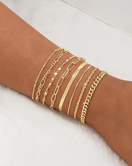 BERISO Gold Bracelets for Women, Elegant Adjustable 14K Gold Plated Bracelet for Women, Trendy Minimalist Dainty Gold Bracelet for Everyday Wear