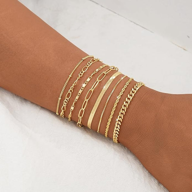 BERISO Gold Bracelets for Women, Elegant Adjustable 14K Gold Plated Bracelet for Women, Trendy Minimalist Dainty Gold Bracelet for Everyday Wear