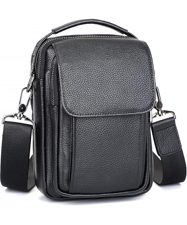 Augus Leather Small Messenger Bag For Men Crossbody Handbag Shoulder Sling Travel Bags for Men Purse Daypack Magnetic Buckle