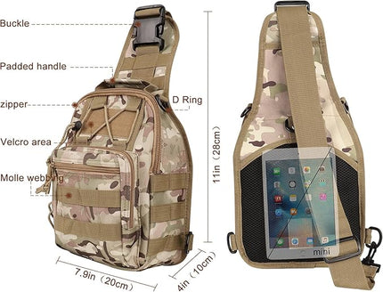 Qcute Tactical Backpack, Waterproof Military Cross-body Molle Sling Shoulder Backpack Chest Bag for Outdoor Every Day Carry