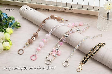 Phone Charms Strap Wrist Chain Bracelet Phone Strap Detachable Anti Theft Anti-Fall Safety Hands-Free(2xPads) Fit Apple&Most Smartphones