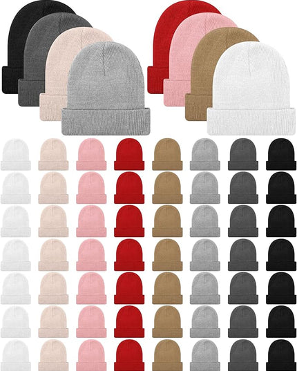 Winter Beanie Hats Bulk for Women Men Cozy Knitted Cuffed Skull Cap Soft Ski Hat for Homeless Gift Donation