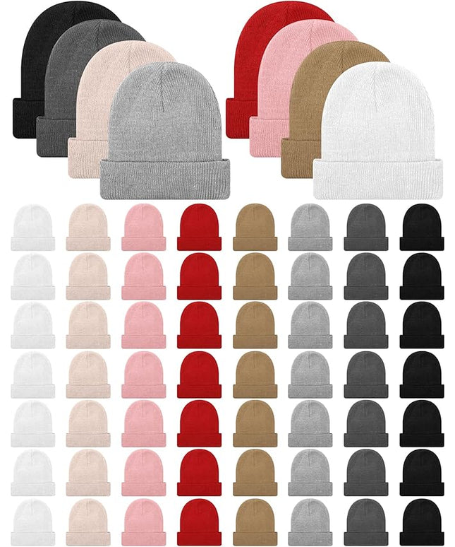 Winter Beanie Hats Bulk for Women Men Cozy Knitted Cuffed Skull Cap Soft Ski Hat for Homeless Gift Donation