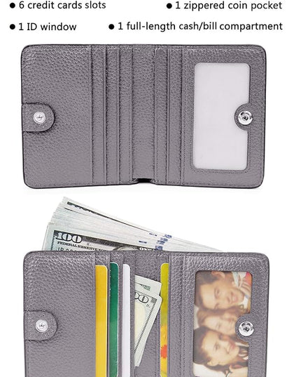 AINIMOER Small Leather Wallet for Women, Ladies Credit Card Holder RFID Blocking Women's Mini Bifold Pocket Purse