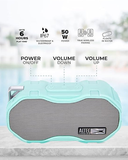 Altec Lansing Baby Boom XL - Waterproof Bluetooth Speaker, Wireless & Portable Speaker for Travel & Outdoor Use, Deep Bass & Loud Sound, 1 Pack, Mint