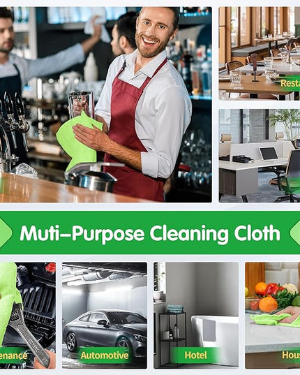 FIXSMITH Sage Green Microfiber Cleaning Cloth -Pack of 8, Highly Absorbent Cleaning Rags, 16"X12" All Purpose Cleaning Towels for Housekeeping, Kitchen, Car, Lint Free and Reusable Microfiber Towels